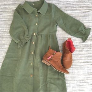 {ROOLEE} Dreamer Button Up dress, dark olive. NWOT